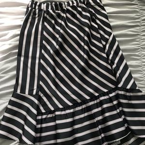 Asymmetrical striped skirt